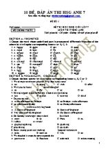 10 Đề thi học sinh giỏi môn Tiếng Anh Khối 7